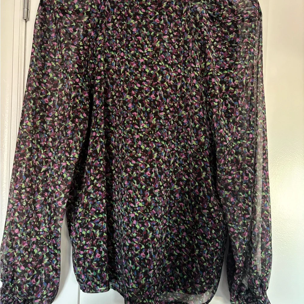Aqua Multicolor Sheer Blouse - Picture 6 of 9